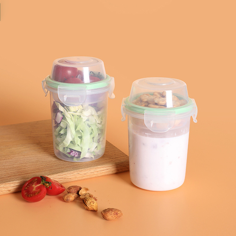 S033 Yogurt Parfait Cups with Lids Large Breakfast On the Go Plastic Bowls with Topping Cereal Oatmeal Salad or Fruit Container