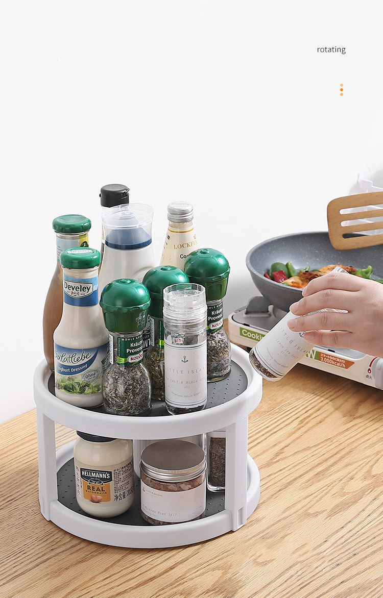 LMK264 Kitchen Cabinet Rotating Spice Rack Spice Jar Seasoning Bottle Organizer Single/Double Tier Plastic Cabinet Organizer