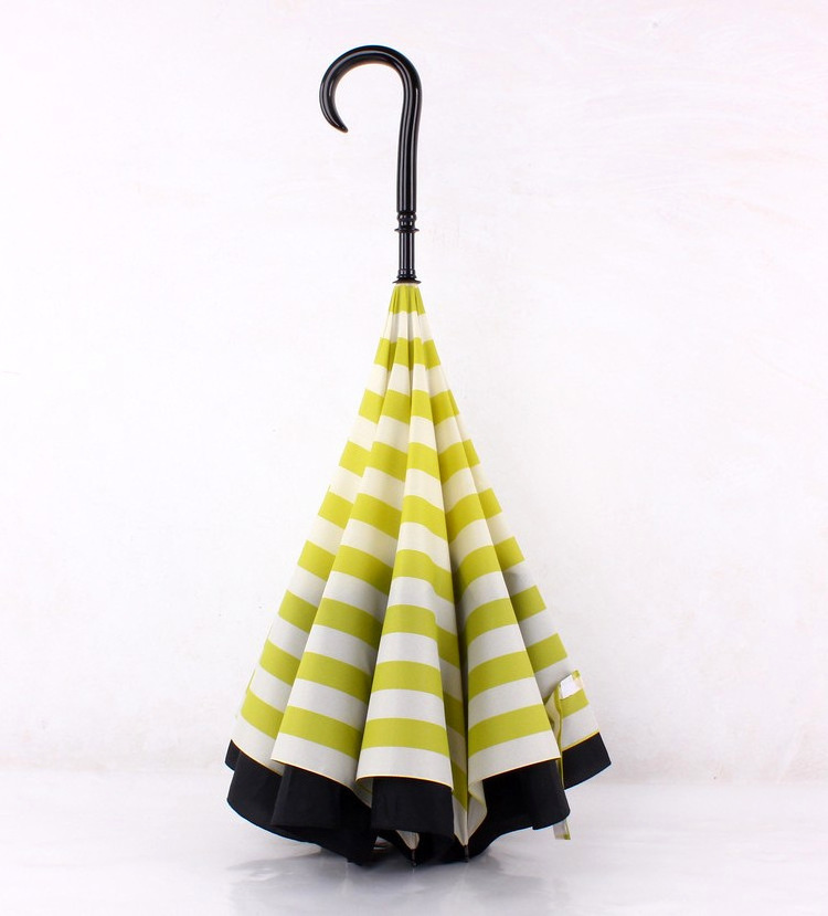 H812 Outdoor Sunny Rainy Multifunction Parasol Reverse Umbrella Creative Multi Colour Strip Pattern Straight Handle Umbrellas