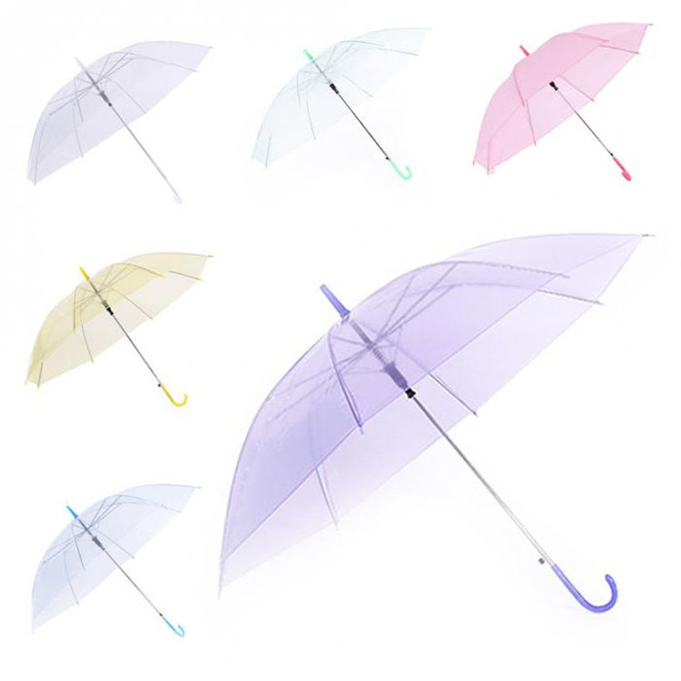 H264 Custom Men Women Disposable Children Colorful Long Handle Manual Umbrellas Rainy Day Transparent Clear Umbrella