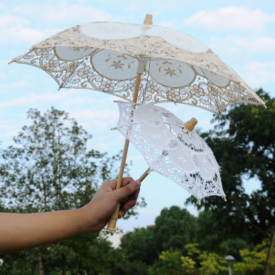 P261 White Lace Bride Umbrella Small Sun Umbrella  White Ivory Lace Parasol Bride Wedding Umbrellas