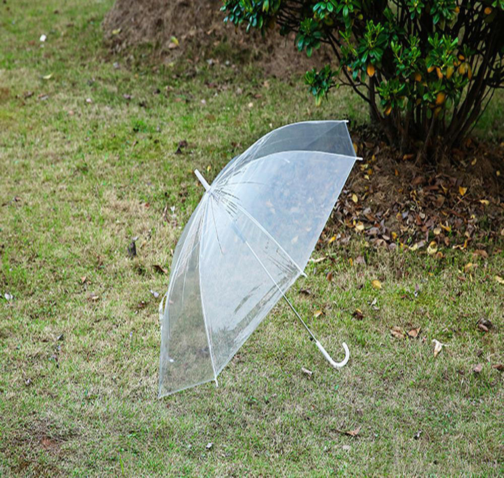 P258 Clear Transparent Rain Umbrella PVC Rain Dome Rain Sun Shade Long Handle Straight Stick Umbrella