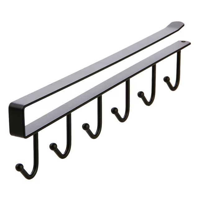 EE141 6 Metal Closet Organizer Shelf Rack Cleaning Tools Hanger Clip Under Board Hooks Kitchen Sundry Storage Holder Rack