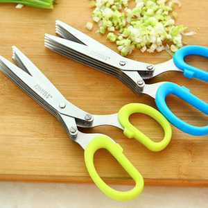 H976 Kitchen Shears Mincer Cooking Utensils Knives Vegetable Cutter Practical 5 Layer Stainless Steel Herb Scissors