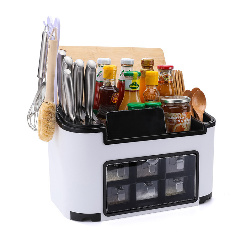 A2828  Multifunction Storage Jar Bottle Suit Tools Seasoner Boxes Knives Shelf Kitchen Seasoning Box