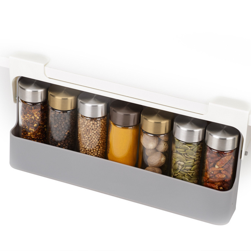 E120 Kitchen Spice Jar Drawer Organizer Tray Seasoning Jars Hanging Rack Self Adhesive Adjustable Under Table Storage Drawer