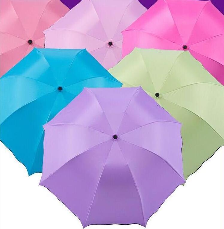 O-168 Flower Color Changing Umbrella Three Folds Magic Windproof Anti UV Sun Rain Outdoor Folding Umbrella