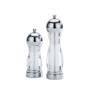 BB014 Kitchen Supplies Round Head Pepper Mill Coffee Ceramic Condiment Bottle Acrylic Kitchen Manual Grill Grinder