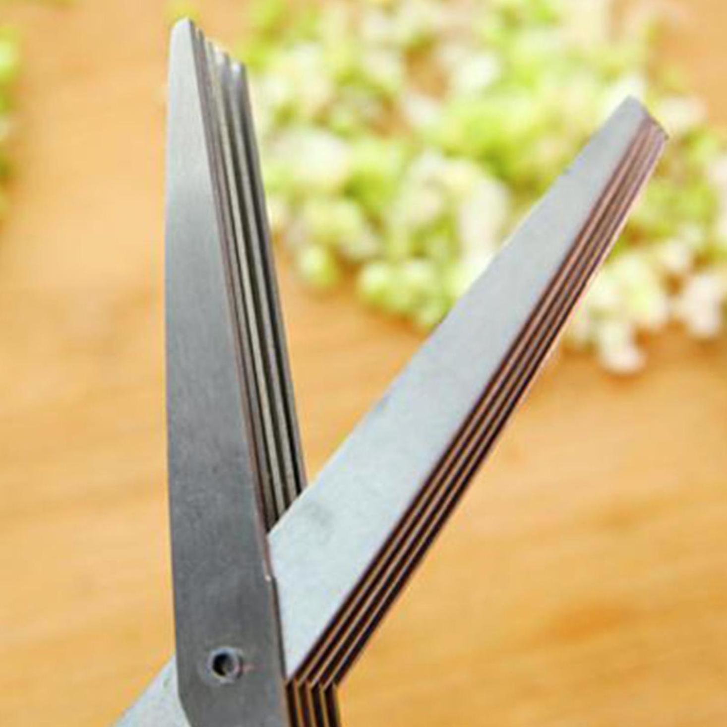 H976 Kitchen Shears Mincer Cooking Utensils Knives Vegetable Cutter Practical 5 Layer Stainless Steel Herb Scissors