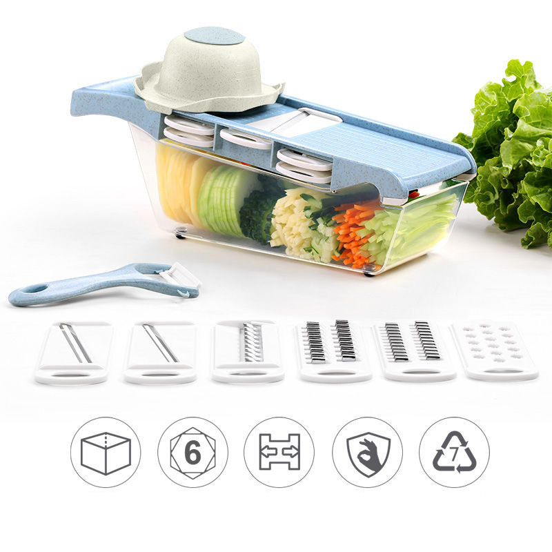 C487 6 in 1 Gadgets Vegetable Cutting Tools Vegetable Slicer Shredder Fruit Peeler Kitchen Accessories Carrot Cheese Grater