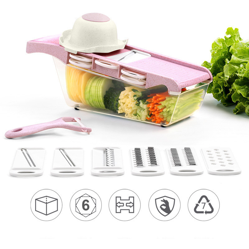 C487 6 in 1 Gadgets Vegetable Cutting Tools Vegetable Slicer Shredder Fruit Peeler Kitchen Accessories Carrot Cheese Grater