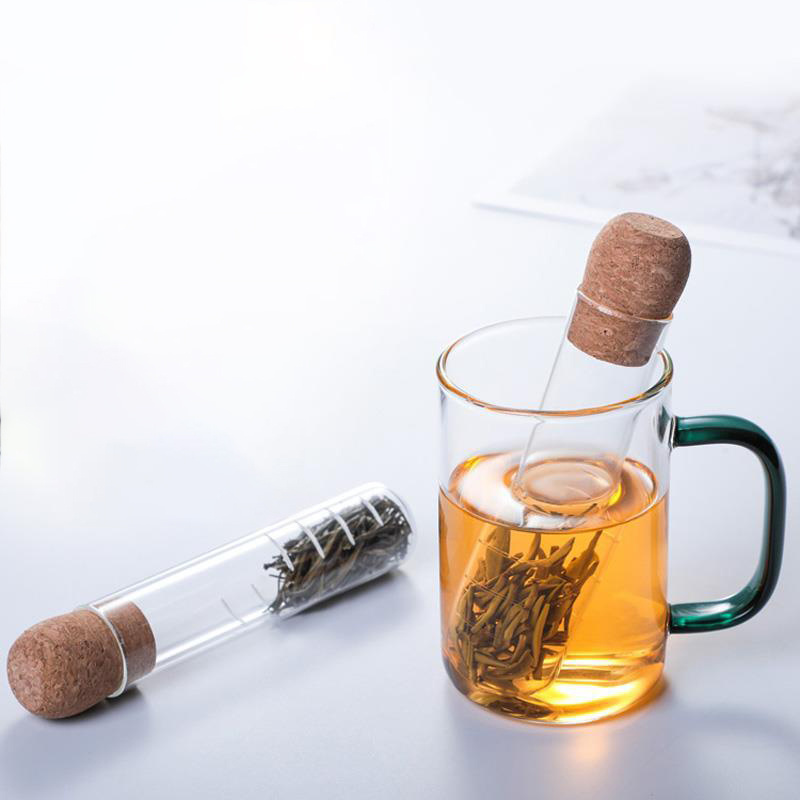 WHY145 Transparent Glass Reusable Tea Infuser Tea Strainer Teapot Loose Coffee Filter Coffee Dripper Test Tube Filter