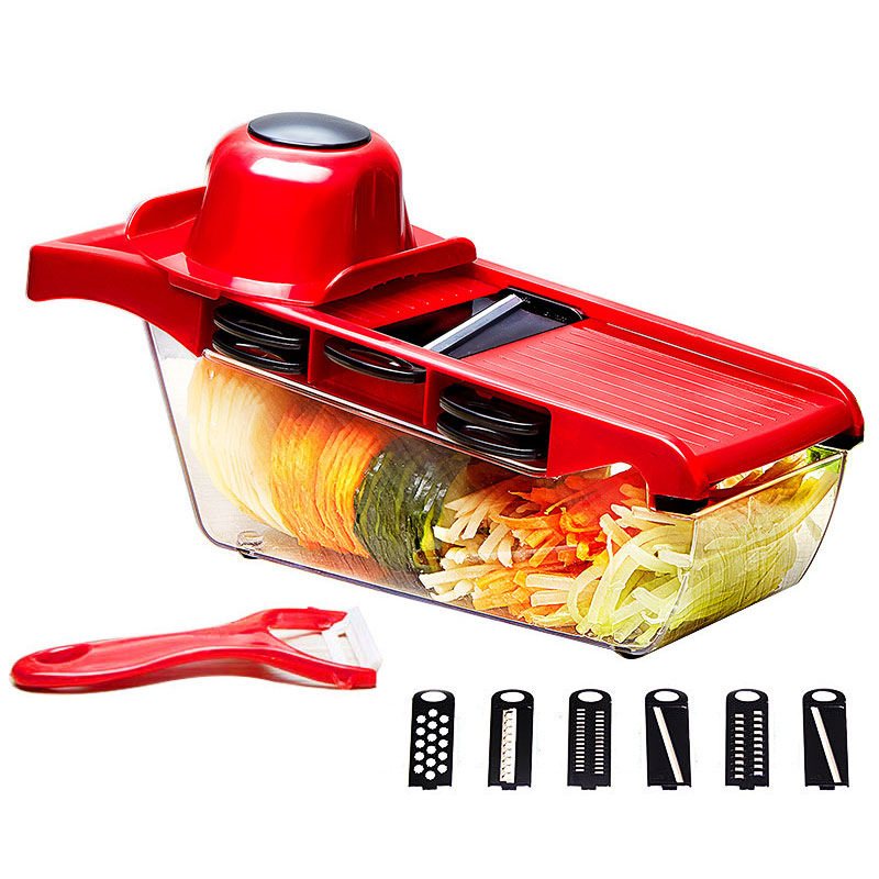 C487 6 in 1 Gadgets Vegetable Cutting Tools Vegetable Slicer Shredder Fruit Peeler Kitchen Accessories Carrot Cheese Grater