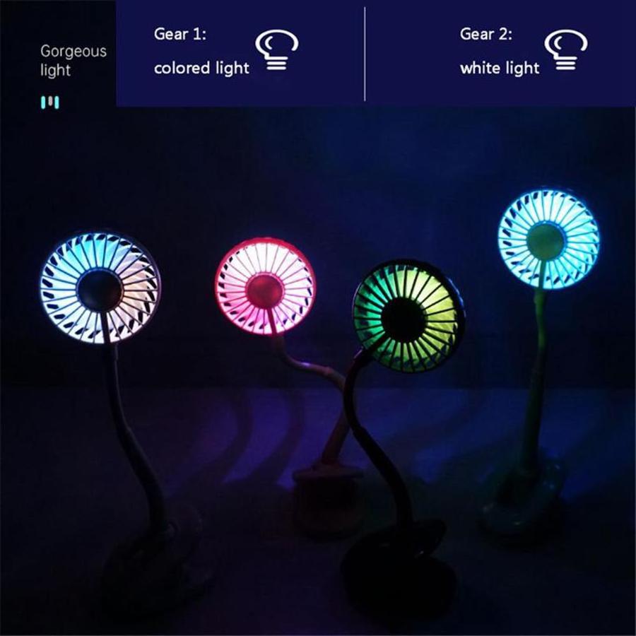 AAA10 Rechargeable Mini Clip Electric Hand Fan USB Portable Fan Cool Night Light Fans With LED Light Desktop