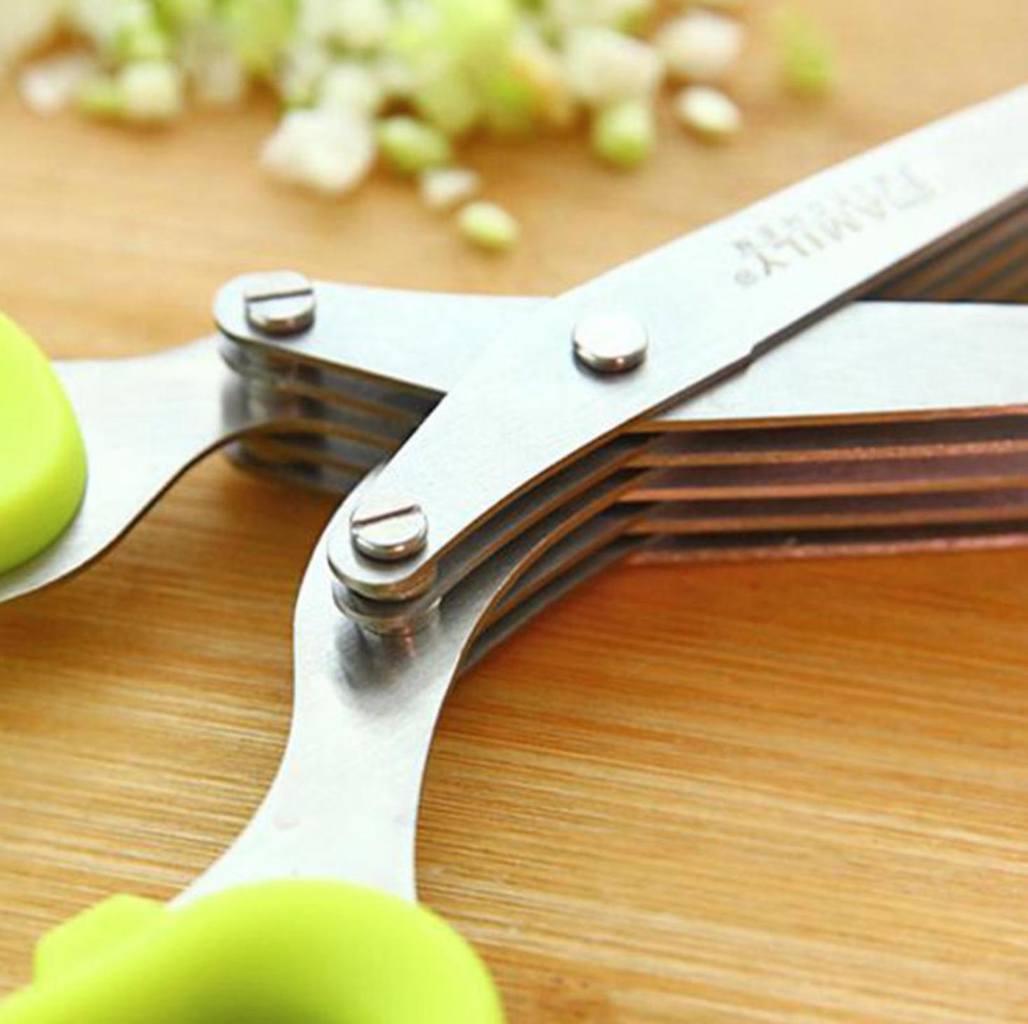 H976 Kitchen Shears Mincer Cooking Utensils Knives Vegetable Cutter Practical 5 Layer Stainless Steel Herb Scissors