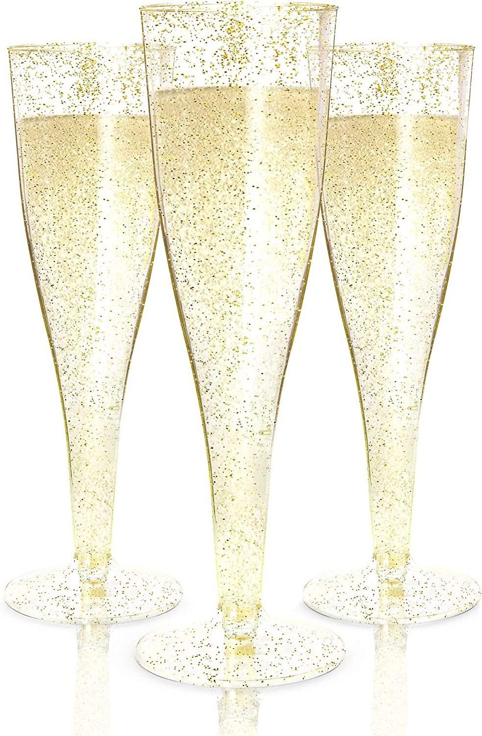 DD1091  Disposable 4.5OZ Glitter Party Cocktail Wine Cups Decor Clear Toasting Wedding Glasses Plastic Champagne Flutes Goblets