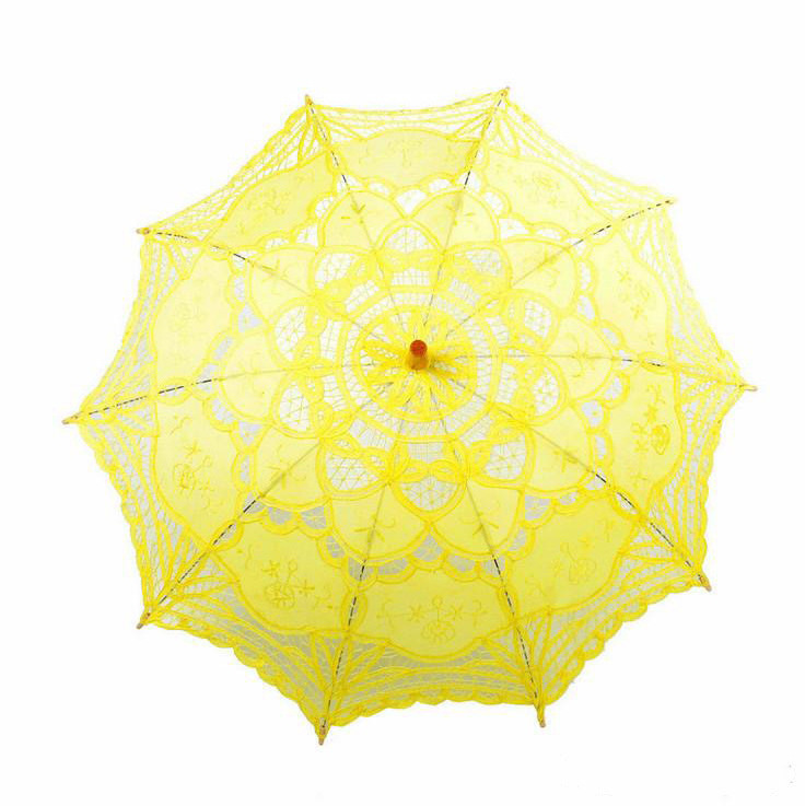 P265 Colourful Cotton Bridal Parasol Handmade Battenburg Lace Embroidery Sun Umbrella Wedding Party Decoration Umbrella