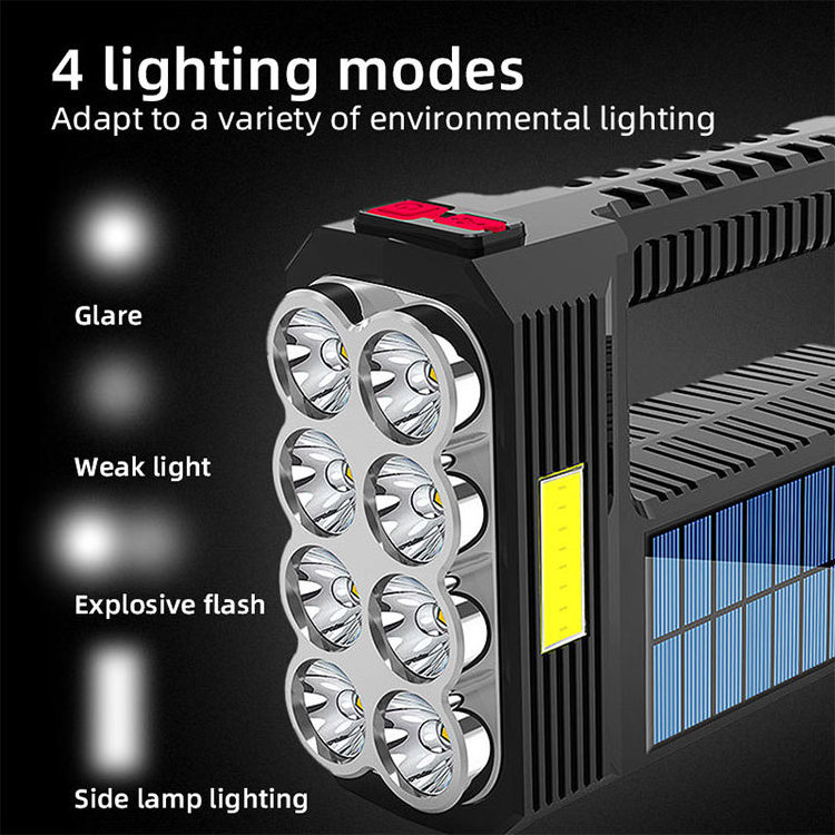 Multifunctional Plastic USB Rechargeable Handheld Portable Flashlight  COB dynamo solar with led flashlight