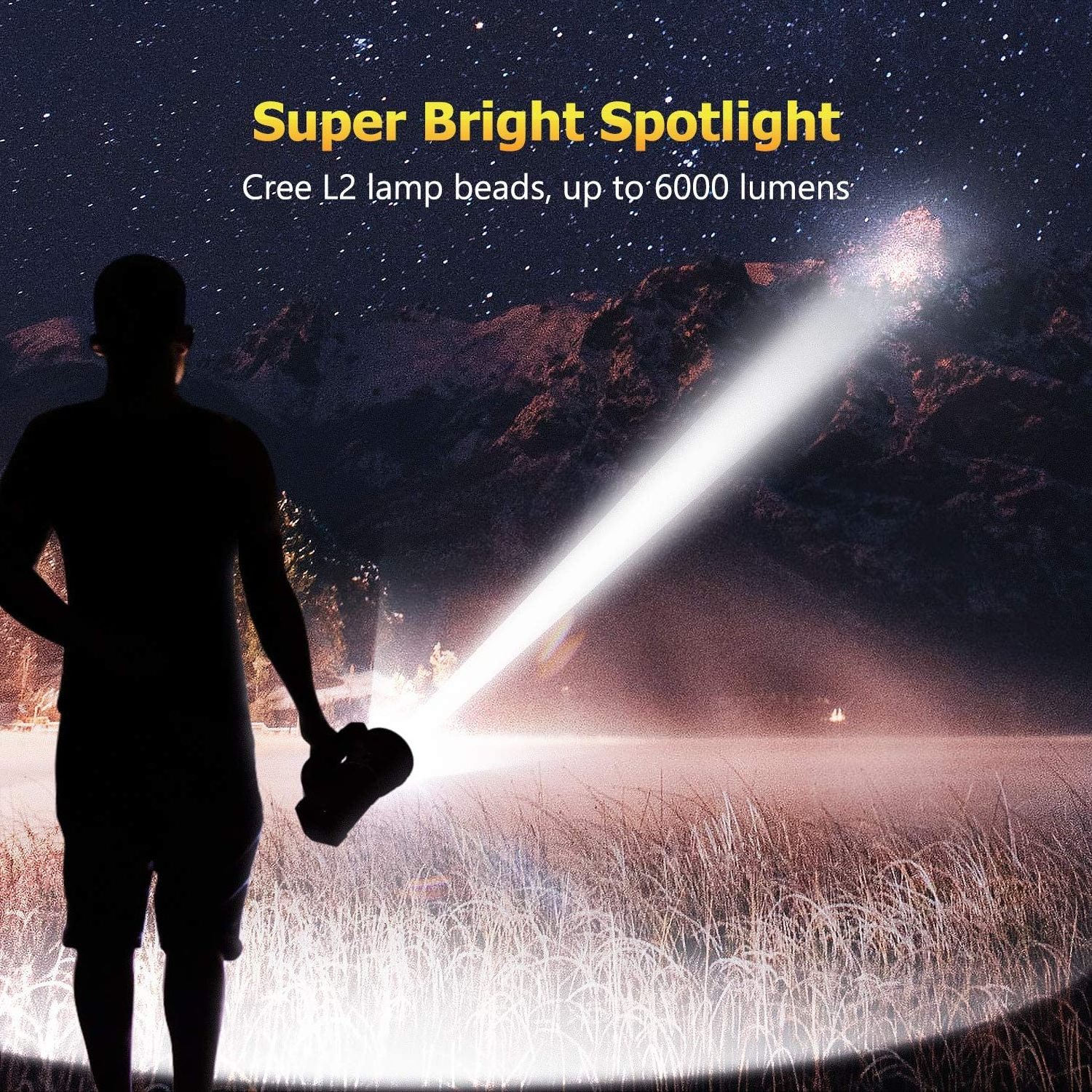 Super Bright Waterproof LED Torch led Rechargeable Long Lasting searchlight Handheld Spotlight Flashlight