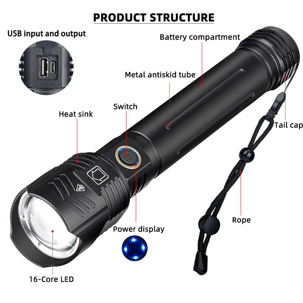 Super Bright Flashlights Portable Power Bank Outdoor Mini Led Flashlight For Men