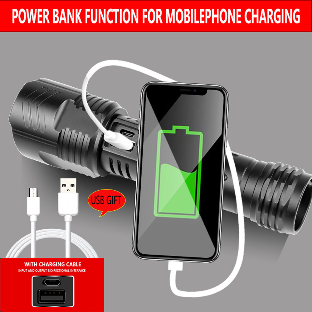 Super Bright Flashlights Portable Power Bank Outdoor Mini Led Flashlight For Men