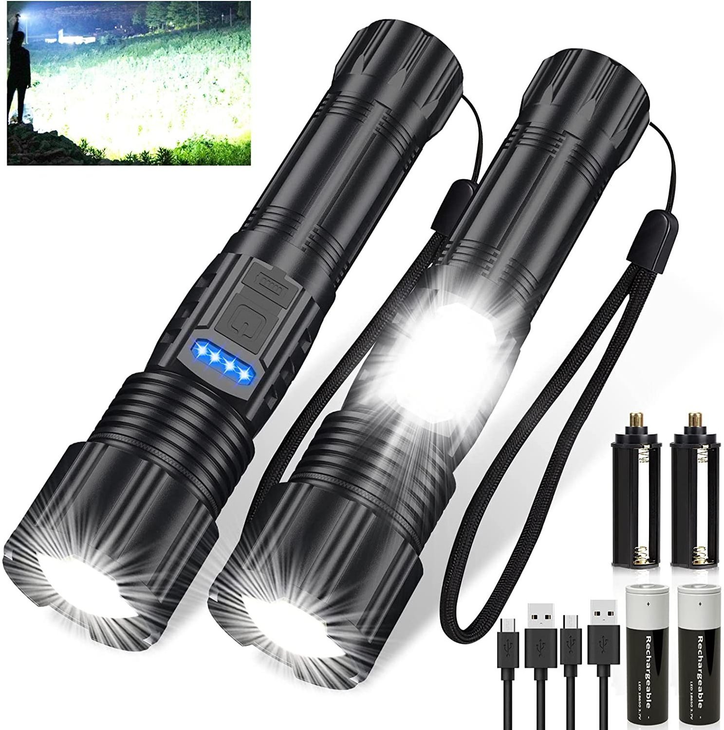 15w1000Lumen Led Flashlight P50 Flashlight USB Charging Telescopic Zoom For Home Use Outdoor Night Walking