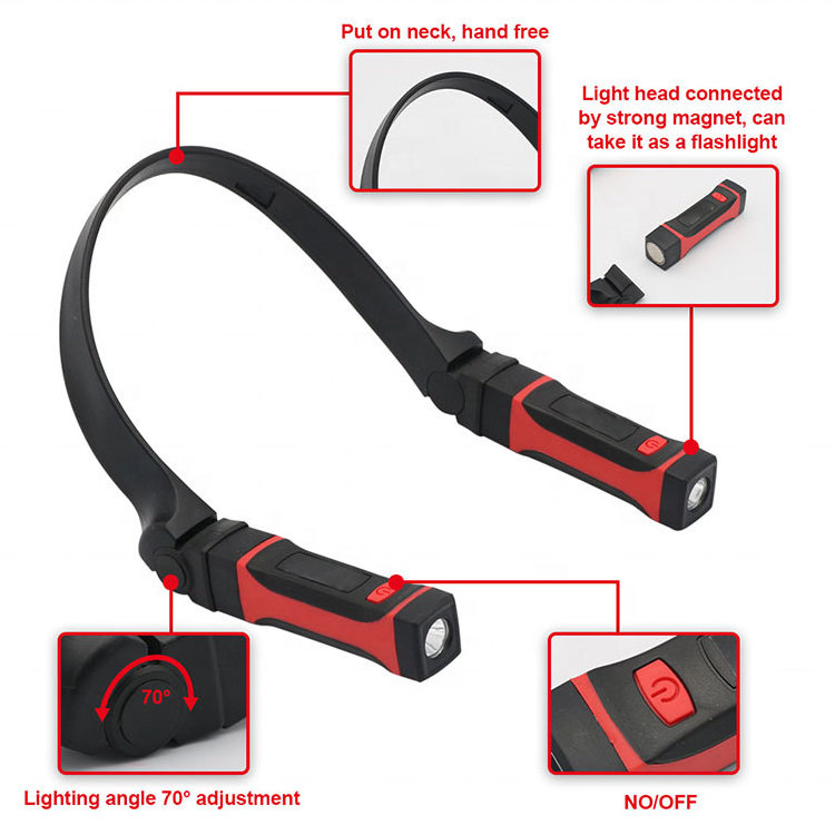 Portable Neck Reading Light Rechargeable 150lm Removable Gooseneck Lamp Led Car Repair Work Light