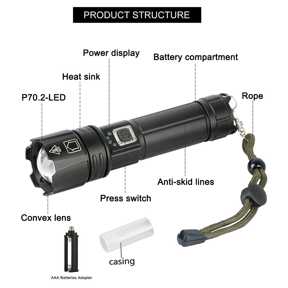 Custom Xhp70 90 Linterna Flashlights High Lumens 100000 Torch Light Tactical Flash light Led Flashlights