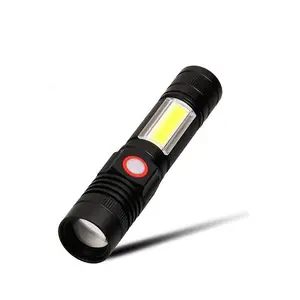 Clip shoulder battery operated rechargeable strong usb portable led tactical torch flashlight