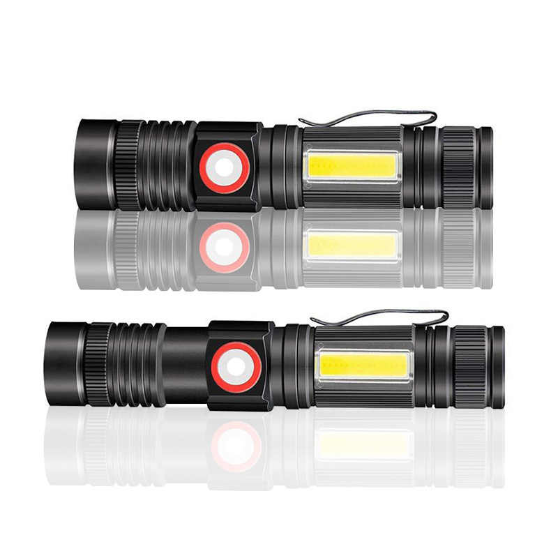 Clip shoulder battery operated rechargeable strong usb portable led tactical torch flashlight