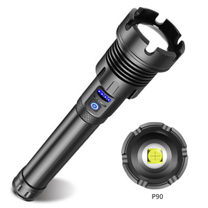 Xhp90 Bead COB LED Flashlight USB Charging Waterproof Telescopic Zoom Tactical Flashlight with Input and Output