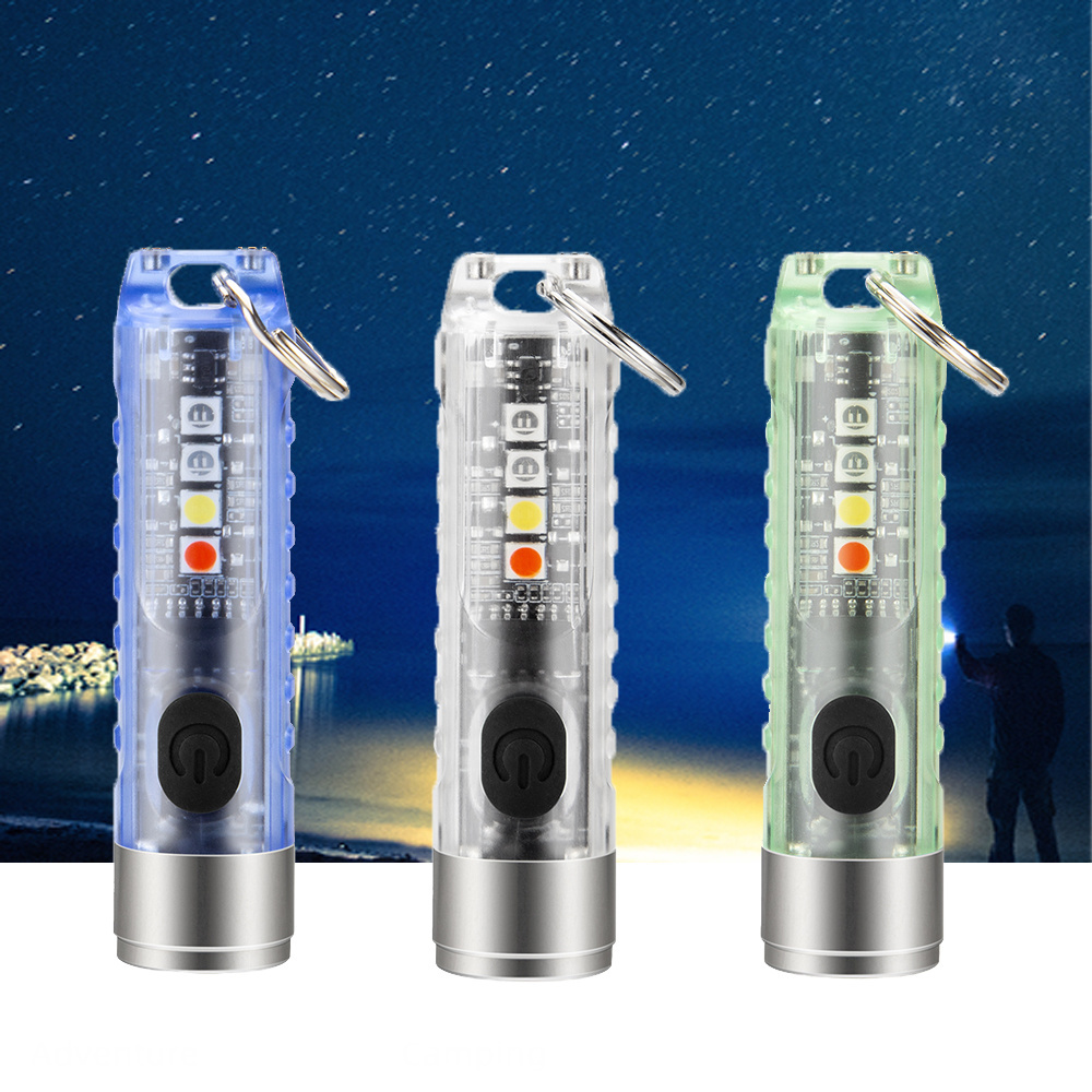 New S11 Mini Flashlight Keychain USB-C Fast Charge Emergency Lighting Fluorescent Magnetic Portable Flashlight