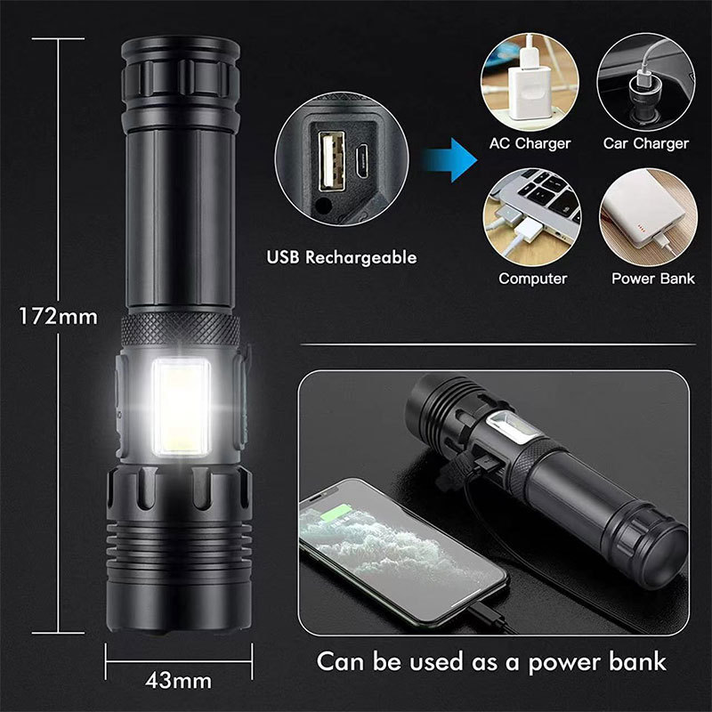 Hot Sale Home Multitool Super Bright Emergency Led Small Sun Flashlight Rechargeable xhp70 led flashlight 10000 lumens