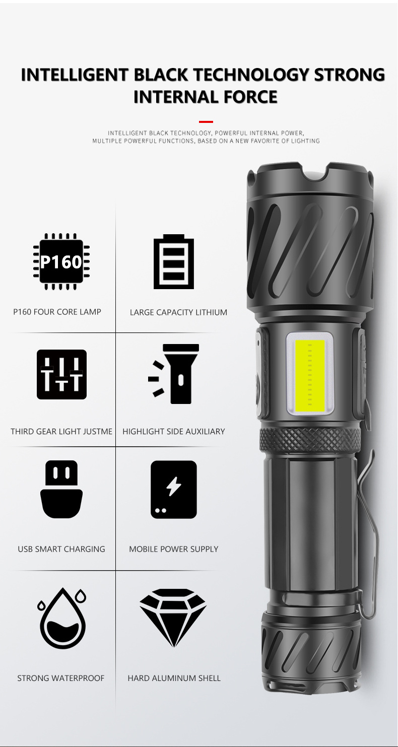 22000 lumen high power led flashlight Xhp160 Emergency Tactical Multitool Survival Rechargeable Flash lights zoom flashlight