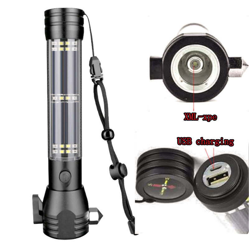 Portable Solar Tactical Flashlight USB Charging Outdoor Survival Emergency LED Flashlight