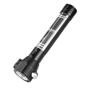 T6 car safety hammer flashlight solar fire emergency alarm flashlight USB input and output