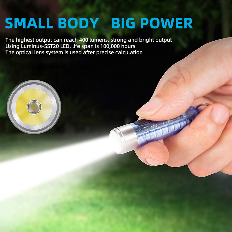 New S11 Mini Flashlight Keychain USB-C Fast Charge Emergency Lighting Fluorescent Magnetic Portable Flashlight