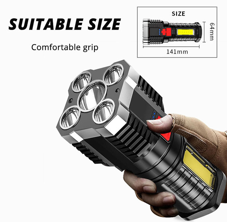 Rechargeable flashlight waterproof aluminum bright led flashlight handle plastic power 18650 mini LED flashlight