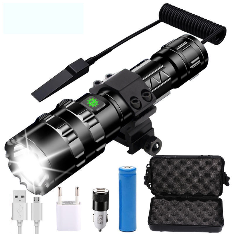 80000 lumens LED tactical flashlight usb rechargeable L2 hunting flashlight clip hunting shooting accessories flashlight