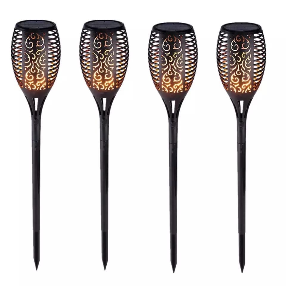 4 PACK Popular 96LED Solar flame light fire effect lamp Outdoor Wireless Waterproof Lawn flame effect lamp yard pathway lighting