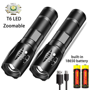 portable 2000 Lumen Handheld Flashlight LED XML-T6 Water Resistant Camping Torch Adjustable Focus Zoom Tactical Flashlight