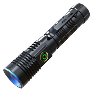 10000 LM LED Flashlight Metal Rechargeable Portable Lamp Intelligent USB MINI Flashlight Self Defense Keychain