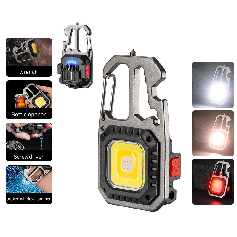 Hot Sale Outdoor Tools Camping Fishing Emergency Mini COB Pocket USB Rechargeable Keychain Light Torch Flashlight