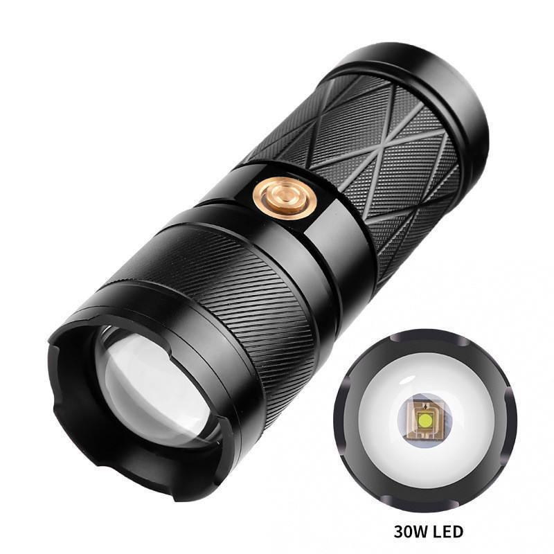 Hot sale 30W led laser spotlight flashlight USB charging 1500M light range telescopic glare focusing flashlight