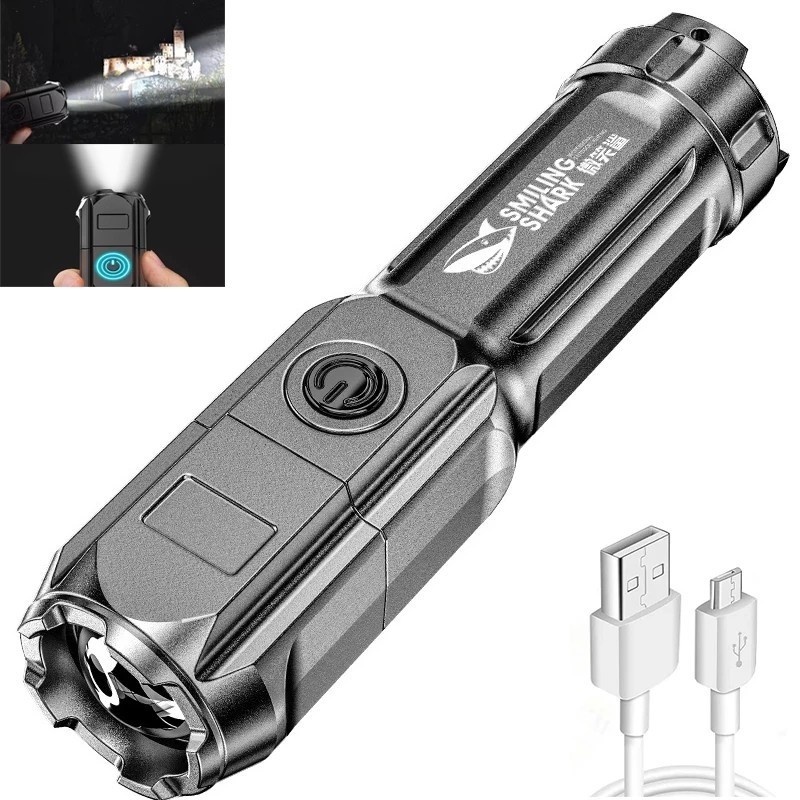 XPE Led Flashlight Zoom Tactical Flashlight USB Charging T6 Led Torch Light IPX6 Waterproof For Outdoor Hiking Camping Running