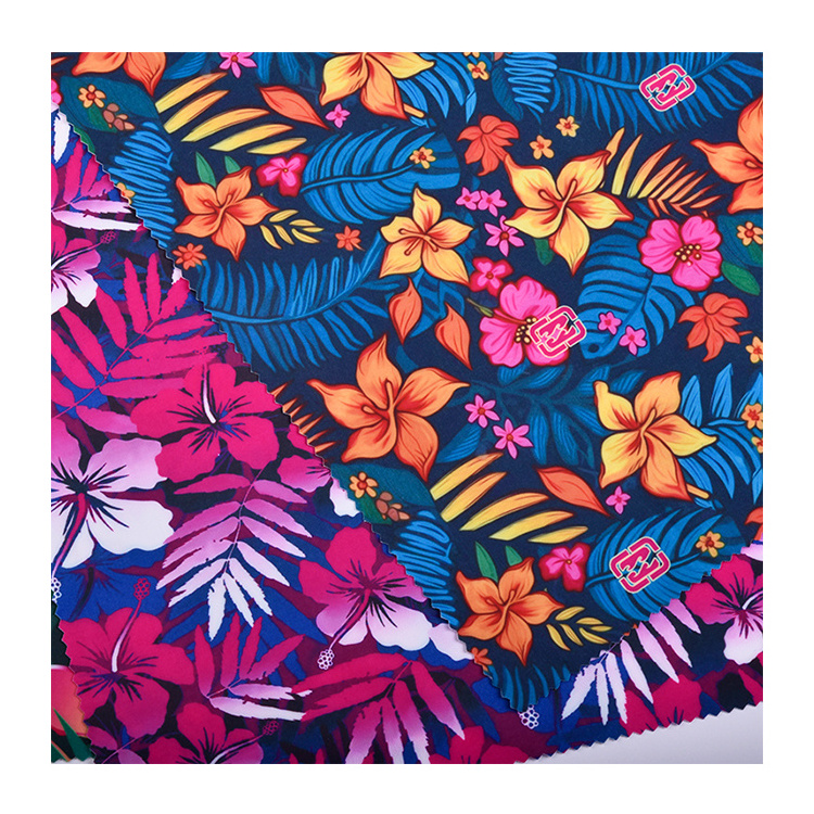 Hawaiian style plant print 4 way stretch 80%nylon 20% spandex swimsuit fabric for swimwear,yoga,activewear