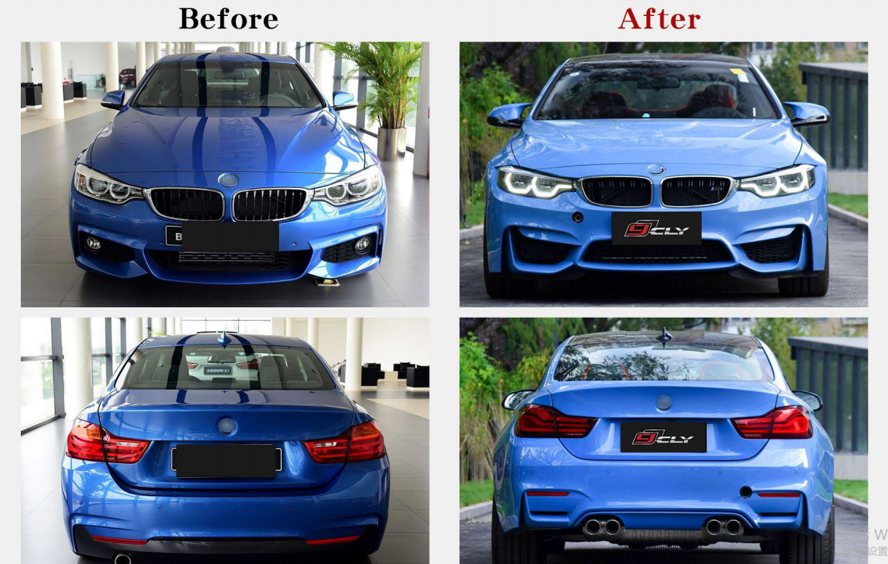 Baoxun M4 Style Body Kit for BMW 4 Series F32F362014-2017 Upgrade to M4 Bodykit Front Rear Bumper Side Scart Grillhood