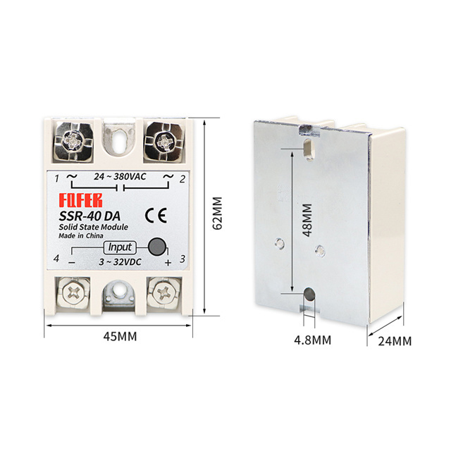 Solid State Relay SSR-40DA dc-ac 40A actually 3-32V dc 24 -380V AC SSR relay No Protection SSR-40DA