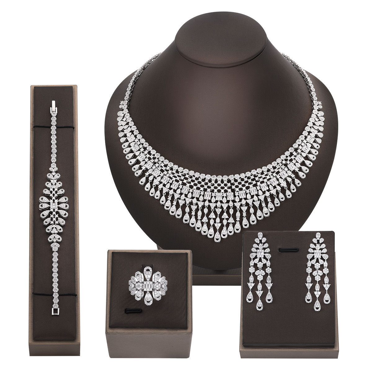 2024 New Arrival Bridal Jewelry Sets New Fashion Dubai Full Jewelry Set For Women Wedding Party Accessories Design