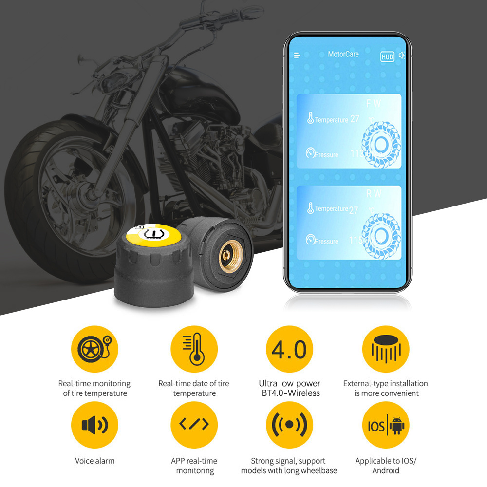 Motorcycle Tire Pressure Monitoring System TPMS Mobile Phone APP Detection High Sensitivity External Sensor